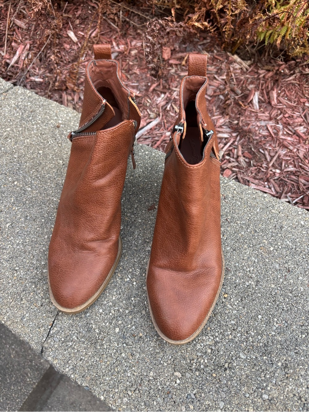 Leather Chelsea Ankle Boots - Cognac Brown Heeled Booties